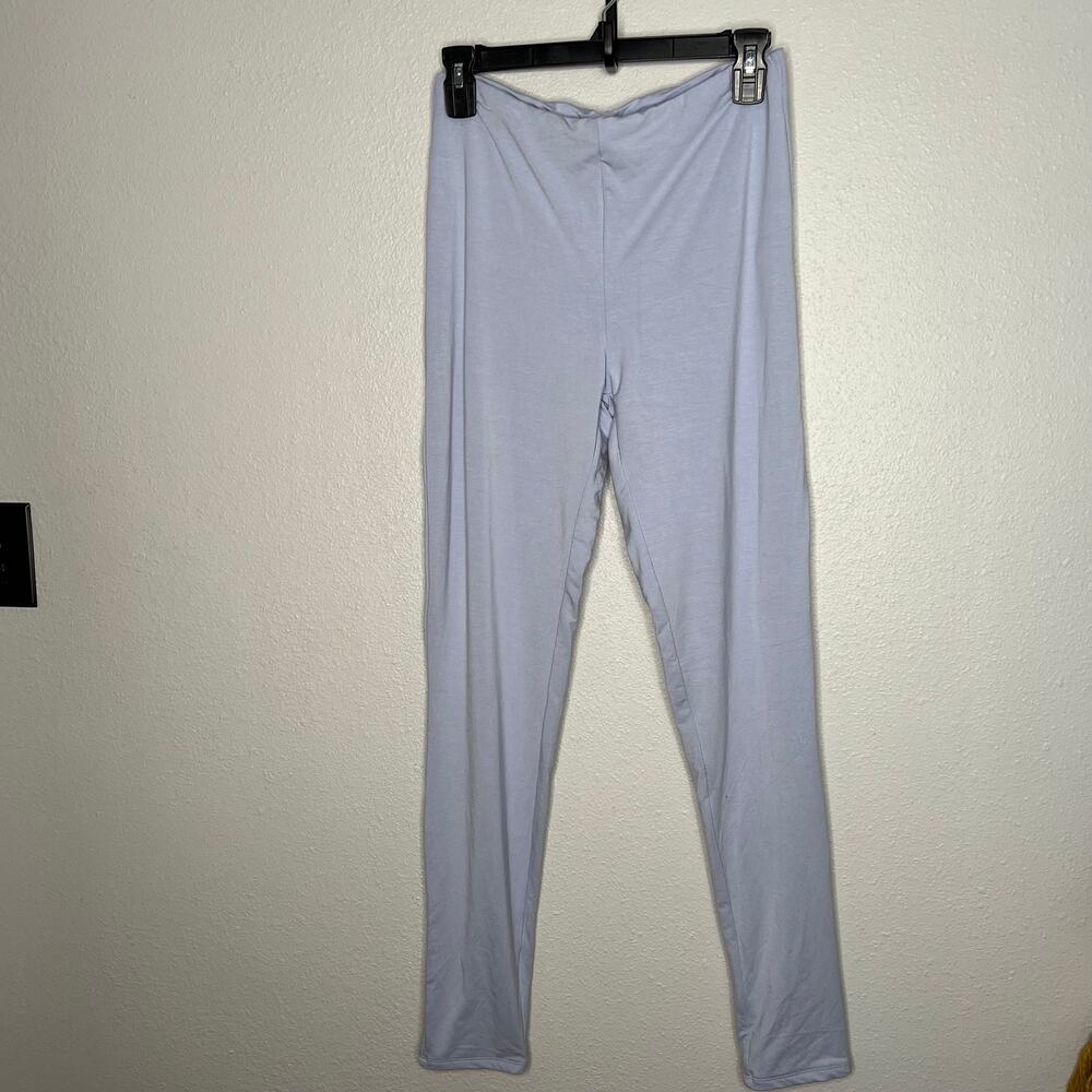 New Naked Wardrobe Crunch Bum Yoga Leggings Light Blue High Rise Ankle Sz L